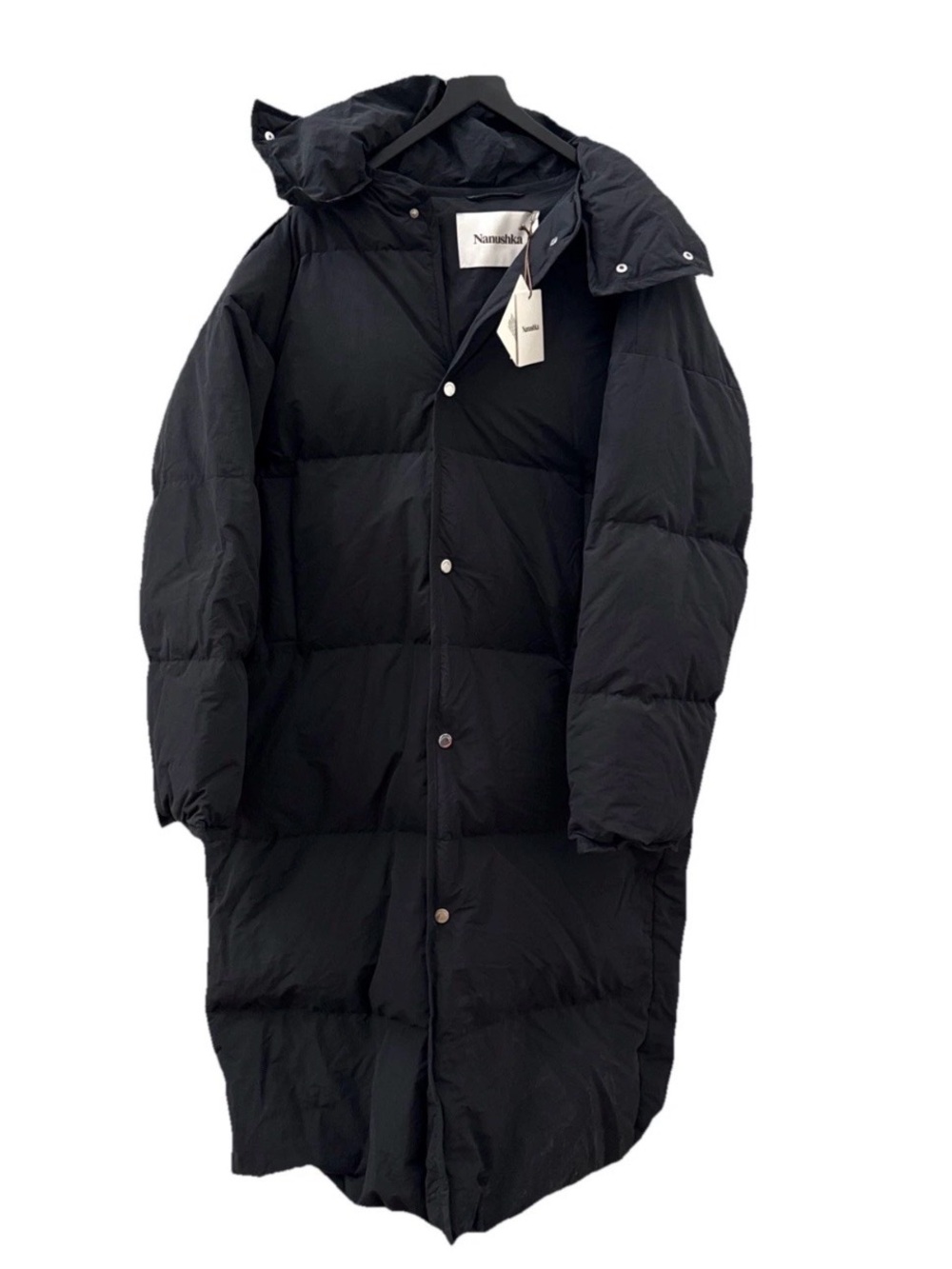 Nanushka Riva Black Tech Poplin Puffer Coat $1295 NWT